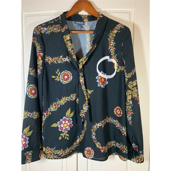 ModCloth Blouse Women's Large Tie-Neck Top Office Business Church Recycled READ - Picture 7 of 14